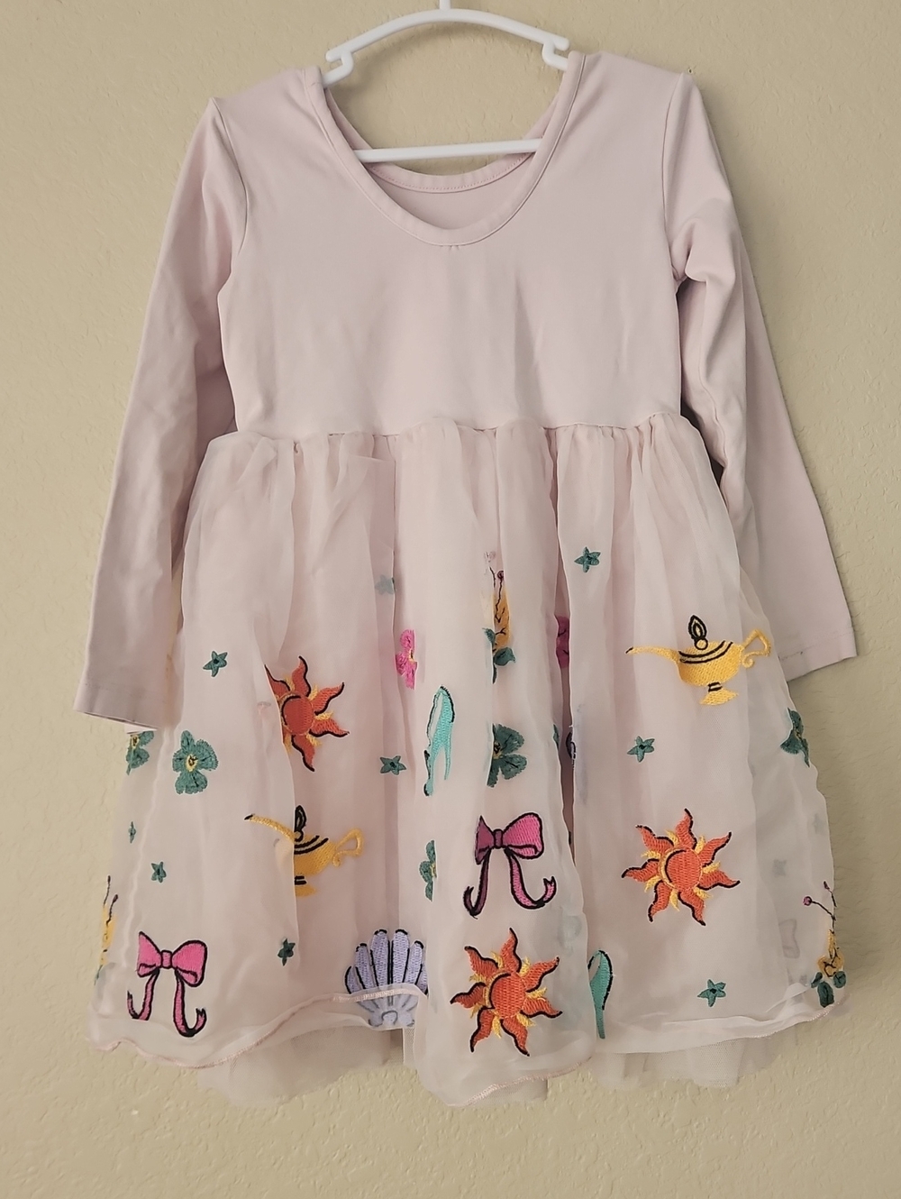 Hanna Andersson Disney Light Pink Embroidered Tulle Dress 3T